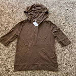 J. Crew Hooded Brown Top size Large NWT